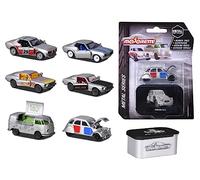 Majorette 1/64th Scale Metal Car: 6-Piece Set including Ford Mustang, Citroën 2 CV, Toyota Celica, and VW T1 Food Truck (Unisex Toy for Kids & Collectors)