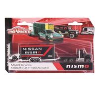Majorette 212053111 - Race Trailer Set, Mack Granite + Nissan GT-R Nismo GT3