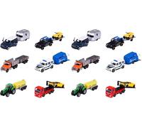 Majorette 212053154 Trailer Assortment, Toy Car with Trailer, Die-Cast Vehicle, Suspension, Opening Doors, Freewheel, 6 Different Models, Delivery: 1 Piece, Random Selection, 13 cm (Pack of 2)