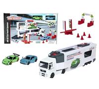 Majorette 212053304 Truck Experience PLAYSET with 2 Porsche DIE-CAST Cars, Multi