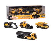 Majorette 212057287SDN - Volvo Construction Vehicles, Pack of 4, Metal with Freewheel and Moving Parts, from 3 Years, Multi-Colour