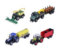 Majorette Car Farm Trailer (1 Model Car) - Metal Farm Toy with Trailer, Freewheel & Moving Parts, Random Selection of 4 Toy Cars for Children from 3 Years, 9-13 cm