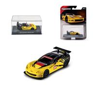 Majorette Collection 2005 Chevrolet Corvette C6 R, Yellow and Black Metal Car, 1:64 Scale, Rubber Wheels, Clear Headlights, Display with Screw, Collector, 14 Years (8505001006)