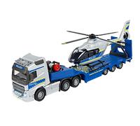 Majorette Grand Series SOS Volvo FH-16 Police Truck With Helicopter Die-Cast Toy - Larger 1:43 Scale With Towing Winch With Rope And Hooks - Batteries Included