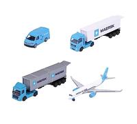 Majorette - Maersk Transport Vehicle - 1 Model Car Metal (Volvo Container Truck, Man Truck or Volkswagen Crafter with Airbus A350-900) Random Selection Toy for Children from 3 Years