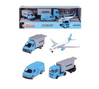 Majorette - MAERSK TRANSPORT VEHICLES (Gift Set) - 4 metal model vehicles (Man Truck, Mercedes-Benz Sprinter, Volkswagen Crafter & Airbus Aircraft), toys for children aged 3+.