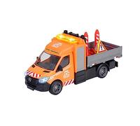 Majorette - Mercedes-Benz Construction Site Vehicle (15 cm) - Large Toy Car with Loading Area for Tilting, Light, Sound & Traffic Signs, for Children from 3 Years
