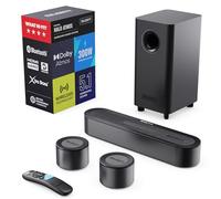 MAJORITY Bowfell Halo 5.1 Dolby Atmos Soundbar | Wireless Subwoofer & Semi-Wireless Satellites | 5.3 Bluetooth soundbar | Dolby Atmos Surround Sound System | TV & PC sound bar | HDMI ARC/eARC
