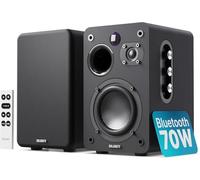 MAJORITY Bluetooth Active Bookshelf Speakers | Powered Stereo Speakers, USB Playback and Charging | HDMI ARC, Optical, Phono, Aux | Turntable Speakers & Extra Bass D70X Active (Black)