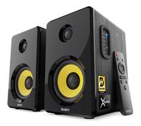 Majority Bluetooth Active Bookshelf Speakers with 70 Watts Power | Hi-Fi Powered Speakers Kevlar Yellow Speaker Cone and Wooden Cabinet | Optical RCA