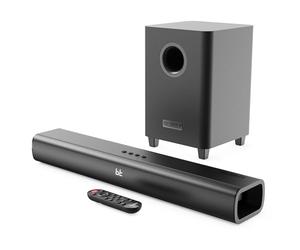 MAJORITY Bluetooth Sound Bar for TV | 2.1 Channel 300W Home Cinema Sound System | Wireless Subwoofer | Wall Mountable | HDMI ARC, Optical, AUX, USB Playback | Remote & Brackets Included Naga 60 Plus