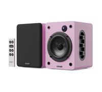 MAJORITY D50X Bookshelf Bluetooth Speakers | Wireless Active Speakers Pair | Hi-Fi, 2.0 sound | Desktop, Monitor & PC | 60W, HD Sound, HDMI ARC, Optical, AUX & USB Playback | Remote Included (Pink)