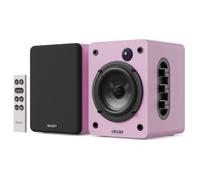 MAJORITY D50X Bookshelf Bluetooth Speakers | Wireless Active Speakers Pair | Hi-Fi, 2.0 sound | Desktop, Monitor & PC | 60W, HD Sound, HDMI ARC, Optical, AUX & USB Playback | Remote Included (Pink)