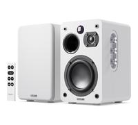 MAJORITY Bluetooth Active Bookshelf Speakers | Powered Stereo Speakers, USB Playback and Charging | HDMI ARC, Optical, Phono, Aux | Turntable Speakers & Extra Bass D70X Active (White)