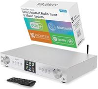 Bluetooth Internet Radio with DAB+ | Digital Tuner for Hifi Stack | FM, Spotify Connect, Podcasts | 90+ Presets, Colour LED Display | USB, AUX, RCA | Remote Control | MAJORITY Fitzwilliam 2024 Silver