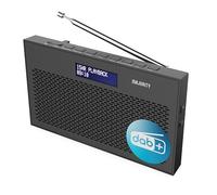 MAJORITY Histon DAB+ Radio Portable, 15 Hour Battery Life and Mains Powered | Small Digital FM Radio for Kitchen and Garden | Dual Alarm & Sleep Timer | LED Display, 20 Presets & 3.5mm Jack (Black)