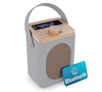Portable DAB+ Radio with Bluetooth | 15 Hour Battery Playback and Mains Powered | Dual Alarm & Snooze Function | 20+ Presets, LED Display, FM, Headphone Jack | MAJORITY Little Shelford (Grey)