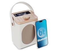 MAJORITY Little Shelford Portable DAB+ Radio with Bluetooth | 15 Hour Battery Playback and Mains Powered | Dual Alarm & Snooze Function | 20+ Presets, FM, Headphone Jack (Cream)