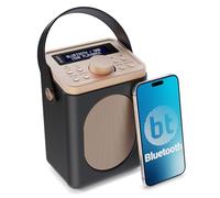 MAJORITY Little Shelford Portable DAB+ Radio with Bluetooth | 15 Hour Battery Playback and Mains Powered | Dual Alarm & Snooze Function | 20+ Presets, FM, Headphone Jack (Black)