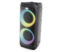 Majority P200 Bluetooth Party Speaker, 100W, Portable, LED Party Lights, Karaoke Microphone, Black, 5.0 Bluetooth, 3.5mm RCA, Dual 4" Drivers