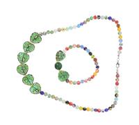 MAJORMENCH 1 Set Women's Glass Heart Necklace and Bracelet Set - Colorful Handmade Blown Glass Necklace for Travel and Daily