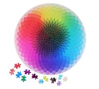 MAJORMENCH 1000Piece Rainbow Gradient Color Changing Jigsaw Puzzle for Adults Circle Puzzle Unique Design for Home Decor and Long Term Display Safe to Play with Sturdy Material