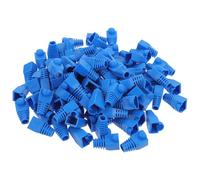 MAJORMENCH 100Pcs Blue Rj45 Ethernet Connector Boot Covers for Cat5 Cat6 Network Cable, Plastic Cable Boots Protective Caps for Lan Plug Strain Relief, Suitable for Network Installation and