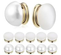 MAJORMENCH 12pcs Magnetic Hijab Pins Brooch Button Fasteners with White Pearls and Cat Eye Stones, No-sew Shirt Button Lapel Pins for Women’s Clothing and Scarf, Wedding Veil Weights Set