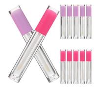 MAJORMENCH 12pcs Transparent Lip Gloss Tubes with Rubber Lip Balm Holder DIY Cosmetic Containers for Refillable Glazes Portable Lightweight Vials for Travel and Makeup