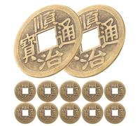 MAJORMENCH 12pcs Vintage Brass Divination Coins Traditional Chinese Feng Shui Lucky Charms for Prosperity and Wealth Decoration Fortune Telling Accessories Inspired by Ancient Dynasty Symbols