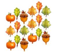 MAJORMENCH 18pcs Thanksgiving Party Balloon Garland Kit with Fall Pumpkin, Maple Leaf and Pine Cone Foil Balloons, Aluminium Foil Material, for Party Decorating and Pumpkin Day Decorations