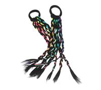 MAJORMENCH 1pair Colorful Wigs for Boy Girl Synthetic Hair Extensions Bands for Dress up Cosplay and Birthday Parties
