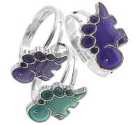 MAJORMENCH 1set Adjustable Dinosaur Mood Rings Color Changing Emotion Jewelry for Women Men Teens Lightweight Open Band for Birthday Party Halloween Theme 3pcs