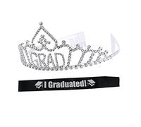 MAJORMENCH 1set Graduation Crown and Etiquette Belt Set Rhinestones Silver Graduation Sash and Tiara for Prom and Ceremony Celebrations Elegant Party Accessories for Girls