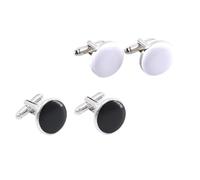 MAJORMENCH 2 Pairs Black Alloy round Cuff Links for Men with Smooth Workmanship and Easy to Wear Design, for Carnival and Banquet Shirt Decorations, Fashion French Style Shirt Accessories