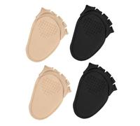 MAJORMENCH 2 Pairs Invisible Half Toe Socks for Women Skin and Black Supple Five Finger Non-slip Sweat-absorbent Socks Breathable Soft for Heels Sandals and Canvas Shoes