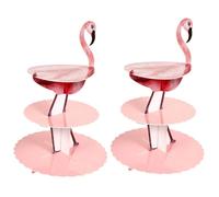 MAJORMENCH 2 Pcs Flamingo Paper Cupcake Display Stand Three Layers Design, Large Capacity Fluting Paper Holder for Birthday Parties and Anniversaries, Delicate and Unique Pink Cake Serving