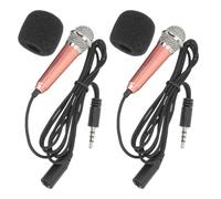 MAJORMENCH 2 Pcs Mini Singing Microphones with Earphones Handheld Condenser Mics for Phone Recording Video Chatting and Karaoke Portable Microphones for Mobile Devices