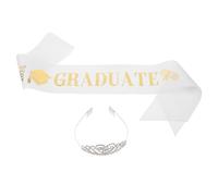 MAJORMENCH 2026 Graduation Party Decorations Set - Silver Graduated Crown and Sash Kit for Senior High and College Graduate Celebration Accessories