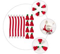 MAJORMENCH 20Pcs Mini Knitted Christmas Doll Hats and Scarves Set, Red Yarn Hats Green Pom Pom 4X4Cm and Red Scarves 1X23Cm, DIY Xmas Decor Accessories for Holiday Crafting and Doll