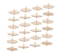 MAJORMENCH 24Pcs DIY Wooden Gyro Craft for Unfinished Spinning Tops with Creative Shapes Pressure Relief Educational for Hand-eye Coordination and Fun Painting Activities
