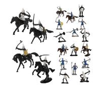 MAJORMENCH 28pcs Mini Soldier Figures Sand Table Decors Lightweight Detailed Medieval Knight Horse Models Role-playing Compact Miniature Scene Accessories