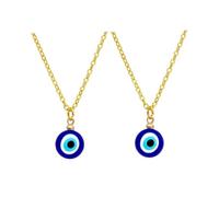MAJORMENCH 2pcs 1 Gold Plated Devil Eyes Pendant Set, 20mm Blue Eye Neck Jewelry for Women and Men, Creative Unisex Neck Chain Decor Suitable for Daily Wear