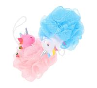 MAJORMENCH 2pcs Bath Exfoliating Scrubbers Pink Pe Mesh Balls for Removing Dead Skin Cells and Quick-Drying, Gentle Home Use Bath Sponge