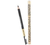 MAJORMENCH 2pcs Dark Brown Soft Eyebrow Pencil with Brush Double-Ended Brow Liner Pen for Women, Leopard Print Design, Eyebrow Makeup Tool Suitable for Precise Brow Shaping and Grooming