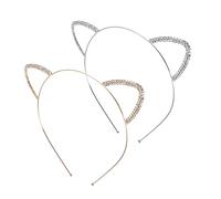 MAJORMENCH 2pcs Delicate Cat Ear Hairband Diamond Sparkling Crystal Jewelry for Cosplay Party Hairstyle Accessory