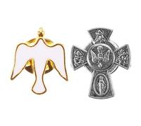 MAJORMENCH 2pcs Dove and Cross Shaped Brooch Pins Alloy Lapel Pin Unique Design Zinc Alloy Spiritual Strength Symbolizes Blessings and Protection Women for Suits Holidays