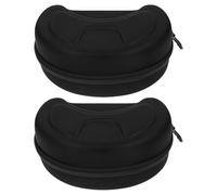 MAJORMENCH 2pcs Large Eva Hard Motorcycle Windshield Goggles Storage Cases with Carabiner Hook, Black Sunglasses Protective Boxes for Outdoor Skiing and Sports