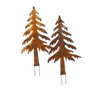 MAJORMENCH 2pcs Metal Wrought Iron Christmas Tree Stakes Garden Outdoor Decoration Rusty Plant Stakes Christmas Art
