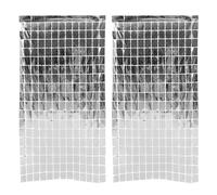MAJORMENCH 2pcs Metallic Geometric Pattern Tinsel Fringe Curtain Foil Curtain Backdrop Wall Decoration for Wedding Birthday Party Photo Studio Background